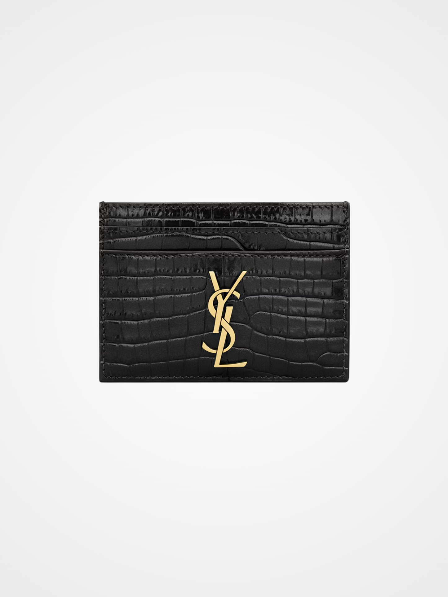 Cassandre Card Case In Crocodile-Embossed Shiny Leather