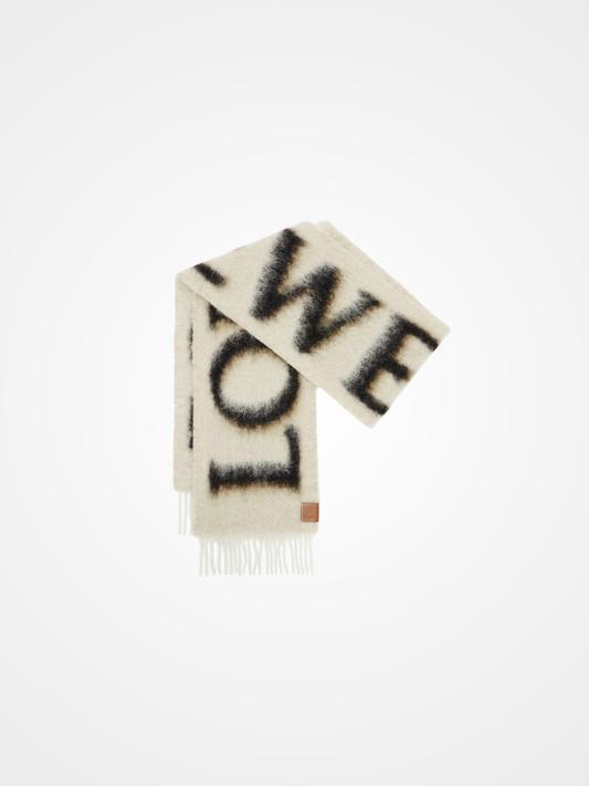 Fringed Logo-Print Knitted Scarf